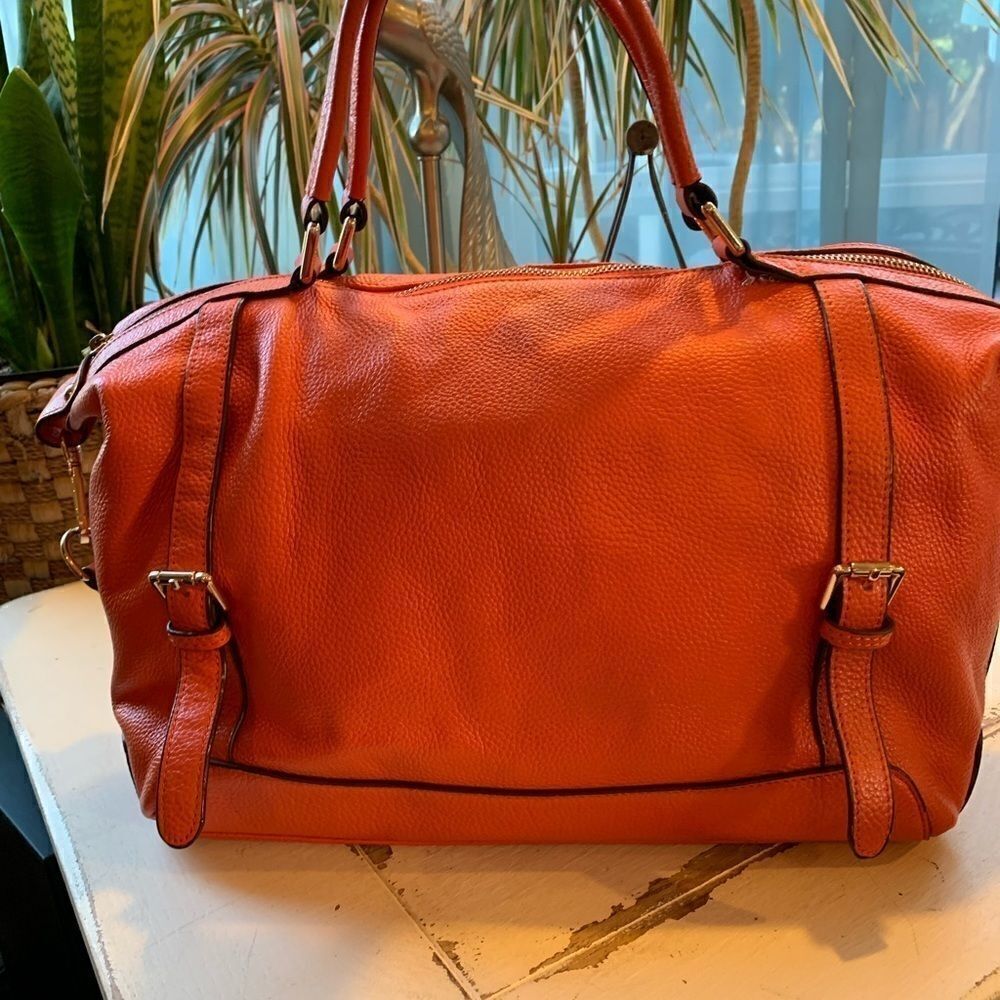Ora Delphine Orange and Gold leather Purse